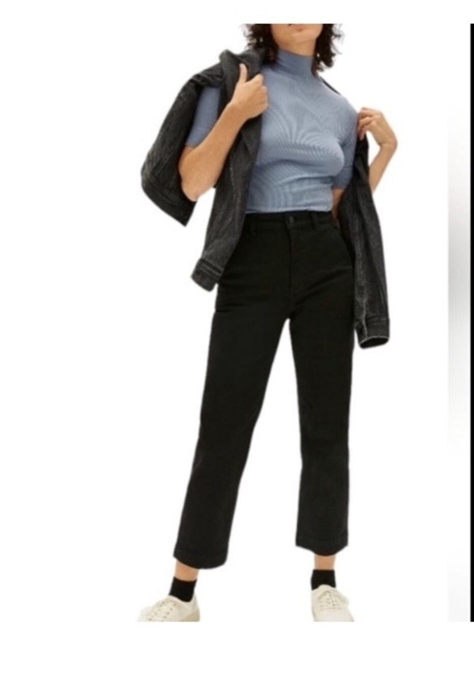 $98 Everlane Cropped Straight High Rise jeans Black 2